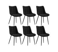 WOLTU Juego de 6 Sillas Comedor,Terciopelo,Negro | Patas Metálicas, Carga 150kg, Asiento Antideslizante Cómodo, Uso Hogar Comedor Salón Dormitorio