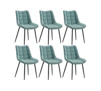 WOLTU Juego de 6 Sillas Comedor,Terciopelo,Turquesa | Patas Metálicas, Carga 150kg, Asiento Antideslizante Cómodo, Uso Hogar Comedor Salón Dormitorio