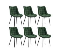 WOLTU Juego de 6 Sillas Comedor,Terciopelo,Verde Oscuro | Patas Metálicas, Carga 150kg, Asiento Antideslizante Cómodo, Uso Hogar Comedor Salón Dormitorio