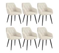 WOLTU Juego de 6 Sillas de Comedor,Terciopelo,Crema | Respaldo Medio, con Patas metálicas, diseño Moderno, aptas para Dormitorio y salón