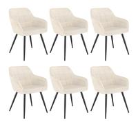 WOLTU Juego de 6 Sillas de Comedor,Terciopelo,Crema | Respaldo Medio, Estructura de Metal, Adecuadas para Comedor, Cocina, Salón y Dormitorio