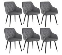 WOLTU Juego de 6 Sillas de Comedor,Terciopelo,Gris Oscuro | Respaldo Medio, con Patas metálicas, diseño Moderno, aptas para Dormitorio y salón