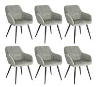 WOLTU Juego de 6 Sillas de Comedor,Terciopelo,Gris | Respaldo Medio, Estructura de Metal, Adecuadas para Comedor, Cocina, Salón y Dormitorio