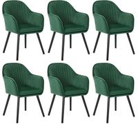 WOLTU Juego de 6 Sillas de Comedor,Terciopelo,Verde Oscuro | Respaldo Mediano, cojín Alta Elasticidad, Estructura de Madera, adecuado para salón y Dormitorio