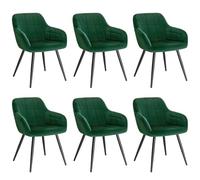 WOLTU Juego de 6 Sillas de Comedor,Terciopelo,Verde Oscuro | Respaldo Medio, Estructura de Metal, Adecuadas para Comedor, Cocina, Salón y Dormitorio