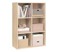 WOLTU Libreria Estanteria para Libros y Exposición | con 6 Cubos Abiertos, para Oficina, Estudio Juvenil y Salón, 60x29,5x89cm, Roble Claro