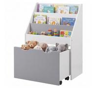WOLTU Librería Infantil para Niños con 3 Estanterías Abiertos, Librero Infantil para Habitación Organizador Multiusos, Estante de Libreria para Dormitorio Blanc Gris