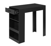 WOLTU Mesa Bar Alta, Mesa Cocina con Estantería Lateral de 1 Cajon 1 Botellero y 2 Estantes, Mesa para Comedor Salón (Sin Tablas de Madera, Negro, 100 x 50 x 100 cm)