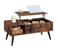 WOLTU Mesa Centro Elevable y Extensible, Mesa Auxiliar con Espacio Interno y Compartimento Abierto, para Salón, 100x50x(43-57) cm, Marrón Rústico, BTS26vbn