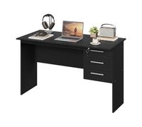 WOLTU Mesa de Ordenador con 3 Cajones, Escritorio de Trabajo, Negro