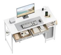 WOLTU Mesa Escritorio con 2 Cajones y 2 Estanterías, 120x51x75 cm, Blanco