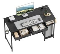 WOLTU Mesa Escritorio con 2 Cajones y 2 Estanterías, 120x51x75 cm, Negro
