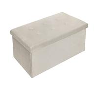 WOLTU Otomano y reposapié con Tapa, Taburete Puff de Terciopelo, Taburete Plegable de Almacenamiento 76x37,5x38 CM Crema