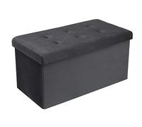 WOLTU Otomano y reposapié con Tapa, Taburete Puff de Terciopelo, Taburete Plegable de Almacenamiento 76x37,5x38 CM Gris