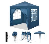 WOLTU Pabellón de Jardín Carpa Plegable 2x2m Azul | UPF 50+ UV, impermeable, altura ajustable, estable, 4 paredes, Playa