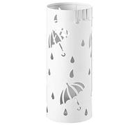 WOLTU Paragüero de Diseño Redondo Soporte Paraguas con Ganchos y Plato de Plastico, Bandeja Recogegotas 20x 49 cm Blanco SST01ws