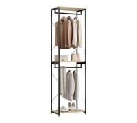 WOLTU Perchero con Ropa para Dormitorio Perchero de Pie Estante para Colgar Madera y Acero, Roble+Negro 60 x 40 x 213 cm