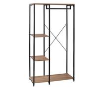 WOLTU Perchero de Pie con Estante Zapatero Perchero Burro para Colgador Ropa Metal y Madera, 90 x 40 x 167 cm
