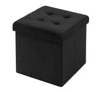 WOLTU Puff Baúl Plegable CuadradoTaburete para Almacenamiento Otomanos Caja de almacenaje con Tapa Reposapiés Sofá 37,5x37,5x38cm Negro Terciopelo