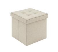 WOLTU Puff Baúl Plegable CuadradoTaburete para Almacenamiento Otomanos Caja de almacenaje con Tapa Reposapiés Sofá 37,5x37,5x38cm Beige Lino