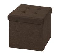 WOLTU Puff Baúl Plegable CuadradoTaburete para Almacenamiento Otomanos Caja de almacenaje con Tapa Reposapiés Sofá 37,5x37,5x38cm Marrón Lino
