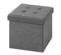 WOLTU Puff Baúl Plegable CuadradoTaburete para Almacenamiento Otomanos Caja de almacenaje con Tapa Reposapiés Sofá 37,5x37,5x38cm Gris Claro Lino