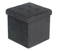WOLTU Puff Baúl Plegable CuadradoTaburete para Almacenamiento Otomanos Caja de almacenaje con Tapa Reposapiés Sofá 37,5x37,5x38cm Antracita Terciopelo