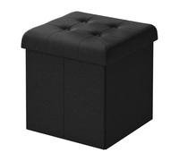 WOLTU Puff Baúl Plegable CuadradoTaburete para Almacenamiento Otomanos Caja de almacenaje con Tapa Reposapiés Sofá 37,5x37,5x38cm Negro