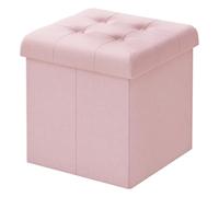 WOLTU Puff Baúl Plegable CuadradoTaburete para Almacenamiento Otomanos Caja de almacenaje con Tapa Reposapiés Sofá 37,5x37,5x38cm Rosa