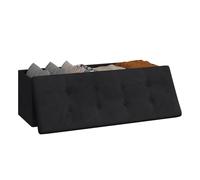 WOLTU Puff Baúl Plegable Rectángulo Taburete para Almacenamiento Otomanos Caja de Almacenaje con Tapa Reposapiés Sofá 110x37,5x38cm Terciopelo Material de Madera Negro