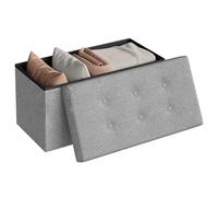 WOLTU Puff Baúl Plegable Rectángulo Taburete para Almacenamiento Otomanos de Lino Caja de Almacenaje con Tapa Reposapiés Sofá 76x37,5x38 cm Gris Claro