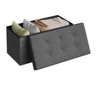 WOLTU Puff Baúl Plegable Rectángulo Taburete para Almacenamiento Otomanos de Lino Caja de Almacenaje con Tapa Reposapiés Sofá 76x37,5x38 cm Gris Oscuro