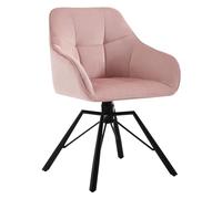 WOLTU Silla de Comedor Giratoria,Terciopelo,Rosa | Estructura de Patas metálicas,Estilo Moderno. Apta para Cocina,salón,Comedor y Dormitorio