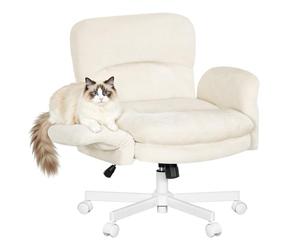 WOLTU Silla de Oficina en Casa, Silla Escritorio Giratoria, Chenilla Beige | con Ruedas, Reposabrazos Ajustables, Transpirable, Carga 150 kg, Altura Ajustable, para Estudio Dormitorio Tocador