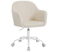 WOLTU Silla de Oficina en Casa, Silla Giratoria, Terciopelo, Beige | Giratoria con Ruedas, con Respaldo Ancho y Asiento Amplio, Altura Ajustable