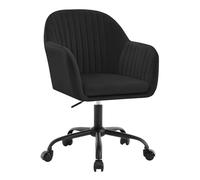 WOLTU Silla de Oficina en Casa, Silla Giratoria, Terciopelo, Negro | Giratoria con Ruedas, con Respaldo Ancho y Asiento Amplio, Altura Ajustable