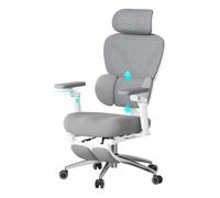 WOLTU Silla de Oficina Ergonómica, Silla Escritorio de Trabajo Gris+Blanco