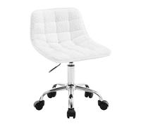 WOLTU Silla de Oficina, Taburete Tocador Giratorio, Chenilla, Blanco