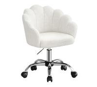 WOLTU Silla de Tocador Cachemira, Silla Giratoria con Ruedas, Crema | Respaldo de Petalos, Ergonómica para Maquillaje, Patas de Metal