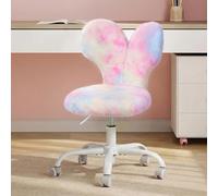 WOLTU Silla Escritorio Infantil, Silla Estudio, Rosa Multicolor | para Niñas con Respaldo en Forma de Conejo, Asiento Giratorio y Ajustable de Altura de 41 a 50,5 cm