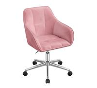 WOLTU Silla Escritorio, Silla Oficina Giratoria, Taburete Terciopelo con Respaldo y Reposabrazos, Sillas Ergonomicas con Ruedas, Altura Regulable, Silla Tocador para Dormitorio, Rosa,BS145rsw