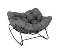 WOLTU Silla Mecedora, con Cojín Grueso, Poliéster, Gris Oscuro | Silla de Lectura en Forma Huevo, Sillón Relax, Ideal para Salón Dormitorio Estudio, Estructura de Metal, Carga 150 kg