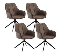 WOLTU Sillas de Comedor, Juego de 4 Sillas de Cocina Giratoria, Patas de Metal, Sillas con Reposabrazos para Salon, Dormitorio o Comedor, Piel sintética Vintage, Marrón, EZS10br-4
