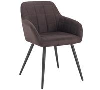 WOLTU Sillas de Comedor,Tela,Marrón Oscuro | Nordicas Estilo Vintage,Tapizada con Reposabrazos, Estructura de Metal