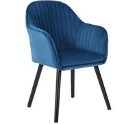 WOLTU Sillas de Comedor,Terciopelo,Azul | Respaldo Mediano, cojín Alta Elasticidad, Estructura de Madera, adecuado para salón y Dormitorio