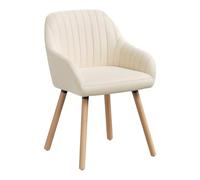 WOLTU Sillas de Comedor,Terciopelo,Blanco Crema | Respaldo Mediano, cojín Alta Elasticidad, Estructura de Madera, adecuado para salón y Dormitorio