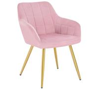 WOLTU Sillas de Comedor,Terciopelo,Ros Oro | Respaldo Medio, Estructura de Metal, Adecuadas para Comedor, Cocina, Salón y Dormitorio