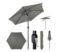WOLTU Somrilla de Jardin Ø300 cm, Parasol Grande con Manivela y Mecanismo de Inclinación, Parasol Anti UV para Playa Terraza Piscina Mercado y Patio, Gris Oscuro