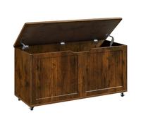 WOLTU Taburete Almacenaje con Ruedas, Baúl Puff Almacenamiento, Otomano Reposapiés Rectangular 100x40x50,5 cm, para Salón, Dormitorio y Entrada, Marrón Rústico