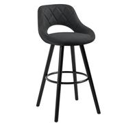 WOLTU Taburete Cocina Alto con Respaldo Ahuecado y Reposapiés, para Bistro, Cafeteria y Cocina, con Funda de Tela Sintética y Patas de Madera, Antracita